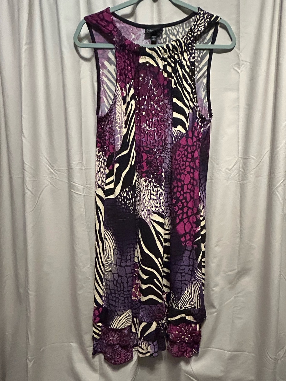 Deletta Purple, Black & Cream Mixed Animal Print Dress